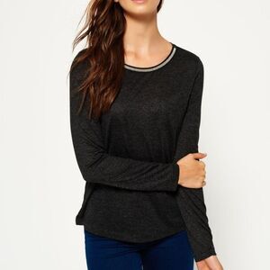SUPERDRY Women's Sparkle Trim Top long Sleeve XSmall